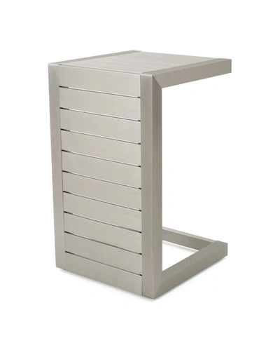 Noble House Miller Outdoor Side Table In Silver