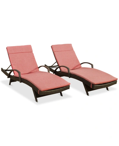 Noble House Harrison Outdoor Chaise Lounge (set Of 2) In Brown