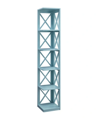 Convenience Concepts Oxford 5 Tier Corner Bookcase In Open Blue