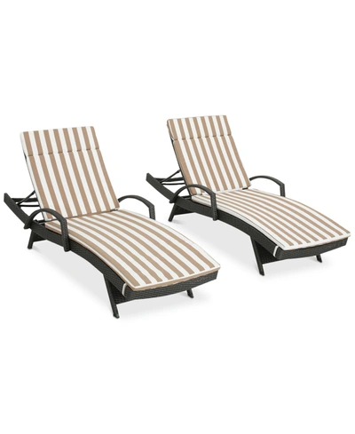 Noble House Baja Outdoor Chaise Lounge (set Of 2) In Grey