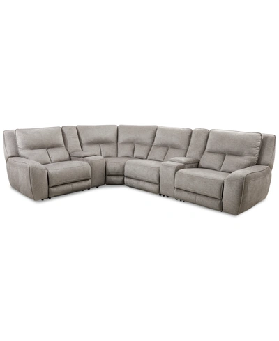 MWHOME CLOSEOUT! TERRINE 6-PC. FABRIC SECTIONAL WITH 2 POWER MOTION RECLINERS AND 2 USB CONSOLES, CREATED F
