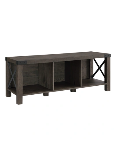 Walker Edison Farmhouse Metal-x 3-cubby Entry Bench In Sable