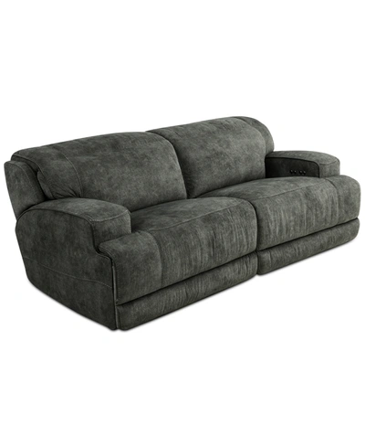 Mwhome Sebaston 2-pc. Fabric Sofa With 2 Power Motion Recliners, Created For Macy's In Highlander Midnight