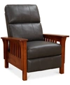 Furniture Harrison Leather Pushback Recliner In Smoke