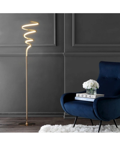 Jonathan Y Scribble 60.5" Modern Dimmable Integrated Led Floor Lamp In Gold