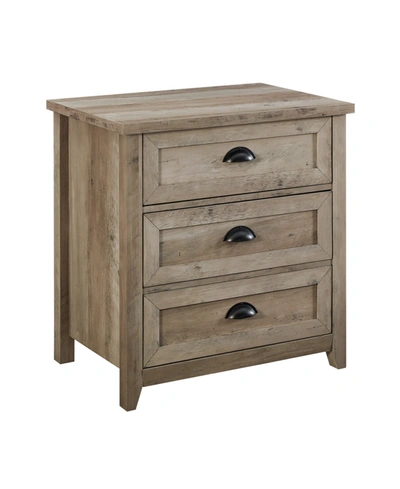 Walker Edison 25" 3 Drawer Cup Handle Framed Nightstand In Gray Wash