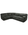Mwhome Sebaston 4-pc. Fabric Sectional With 2 Power Motion Recliners, Created For Macy's In Highlander Midnight