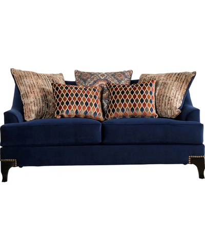Furniture Of America Allyson Upholstered Love Seat In Royal Blue