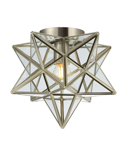 Jonathan Y Designs Stella 12 Moravian Star Metal Glass Led Flush Mount In Metallic