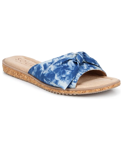 Soul Naturalizer Wildflower Slide Sandals Women's Shoes In Blue Tie Dye Fabric