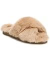 Sam Edelman Women's Jeane Fluffy Crisscross Slippers Women's Shoes In Camel