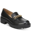 Sam Edelman Women's Taelor Chained Lug-sole Loafers Women's Shoes In Black Smooth Leather