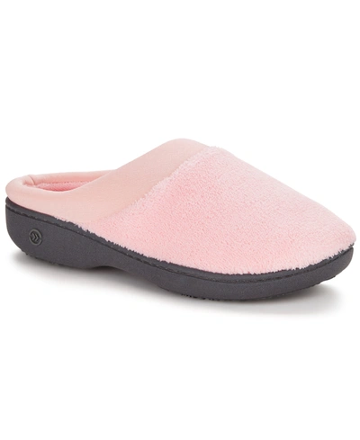 Isotoner Signature Microterry Pillowstep Slippers With Satin Trim In Petal Pink