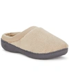 Isotoner Signature Microterry Pillowstep Slippers With Satin Trim In Stone