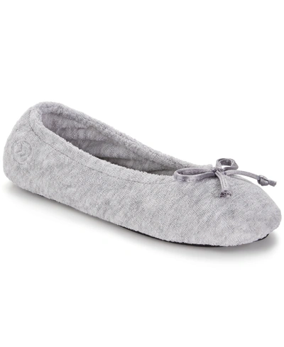 Isotoner Signature Women's Terry Indoor/outdoor Ballerina Slippers In Heather