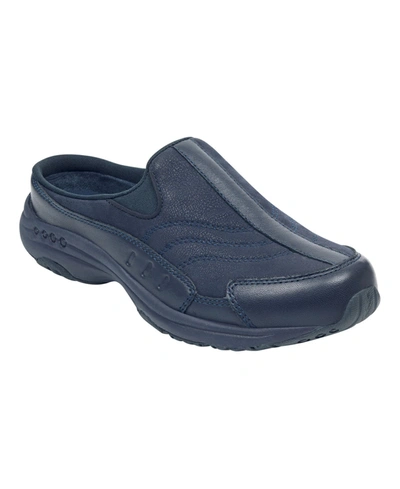 Easy Spirit Women's Traveltime Round Toe Casual Slip-on Mules In Navy Leather