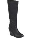 Journee Collection Women's Langly Wide Calf Knee High Wedge Boots In Black
