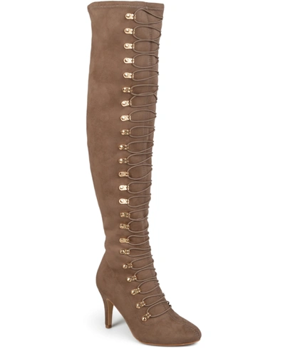 Journee Collection Trill Womens Tall Dressy Thigh-high Boots In Tan/beige