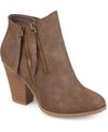 Journee Collection Womens Vally Inside Zip Stacked Heel Booties In Brown
