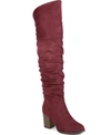 Journee Collection Kaison Womens Faux Suede Almond Toe Over-the-knee Boots In Wine