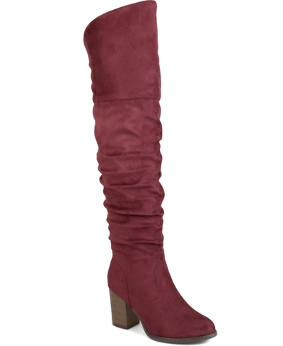 JOURNEE COLLECTION WOMEN'S KAISON STACKED HEEL OVER THE KNEE BOOTS