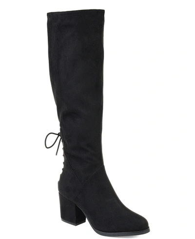 JOURNEE COLLECTION WOMEN'S LEEDA LACE UP DETAIL KNEE HIGH BOOTS