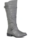 Journee Collection Women's Harley Extra Wide Calf Rouched Knee High Boots In Grey