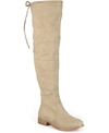 Journee Collection Mount Womens Faux Suede Wide Calf Over-the-knee Boots In Taupe