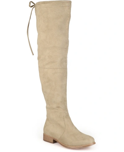 Journee Collection Mount Womens Faux Suede Wide Calf Over-the-knee Boots In Taupe