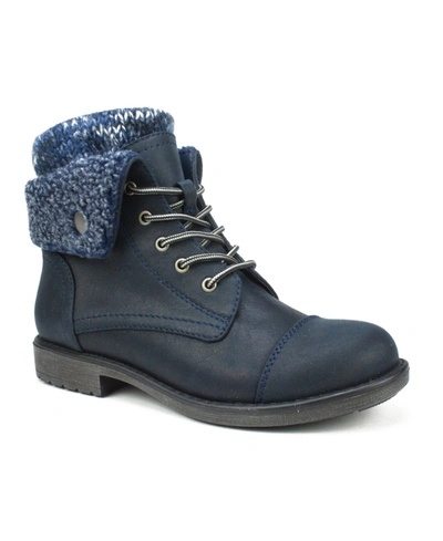 Cliffs By White Mountain Duena Womens Faux Fur Outdoors Booties In Navy