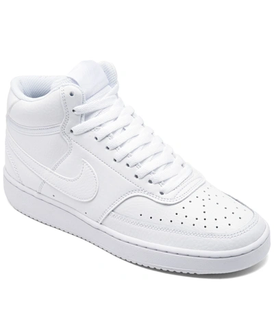 Nike Women's Court Vision Mid Casual Sneakers From Finish Line In White