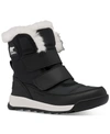 Sorel Kid's Whitney Ii Waterproof Winter Boots W/ Faux-fur Trim In Black