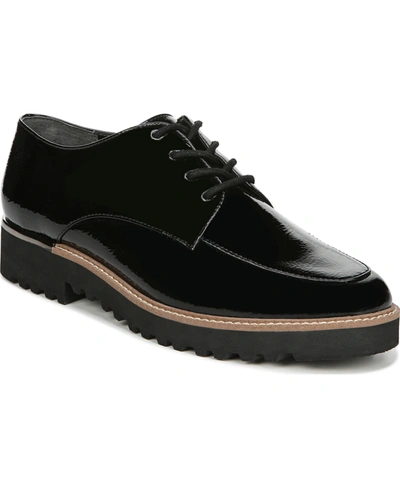 Franco Sarto Charles Lug Sole Oxfords In Black Faux Patent