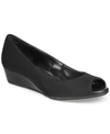 Bandolino Candra3 Womens Patent Leather Dressy Wedge Heels In Black Fabric