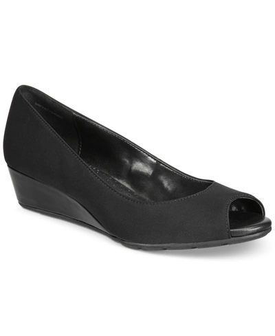 Bandolino Candra Womens Comfort Insole Slip-on Peep-toe Heels In Black