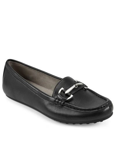 Aerosoles Day Drive Womens Animal Print Driving Loafer Loafers In Black Faux Leather
