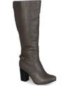 Journee Collection Women's Carver Wide Calf Block Heel Knee High Boots In Grey