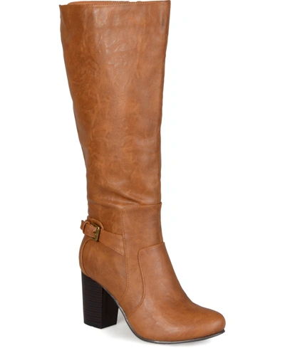 Journee Collection Carver Womens Wide Calf Pull On Knee-high Boots In Tan
