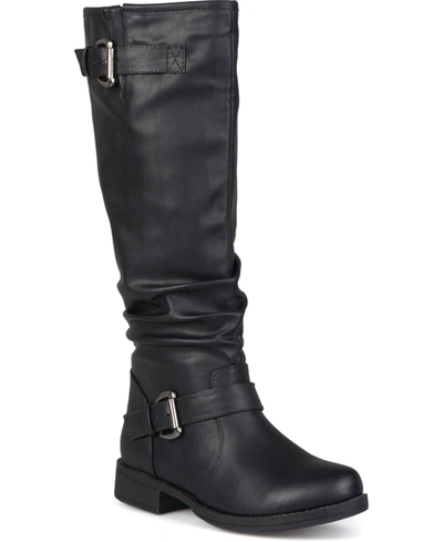 Journee Collection Women's Stormy Wide Calf Knee High Riding Boots In Black