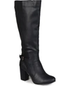 Journee Collection Women's Carver Wide Calf Block Heel Knee High Boots In Black