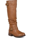 Journee Collection Women's Stormy Extra Wide Calf Knee High Riding Boots In Tan
