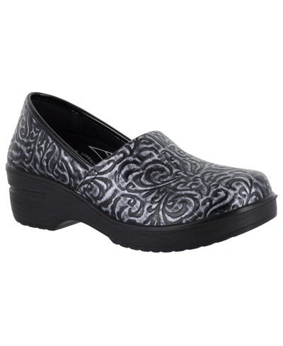 Easy Street Easy Works Laurie Clogs Women's Shoes In Silver Artisan