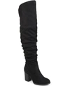 Journee Collection Kaison Womens Faux Suede Wide Calf Thigh-high Boots In Black