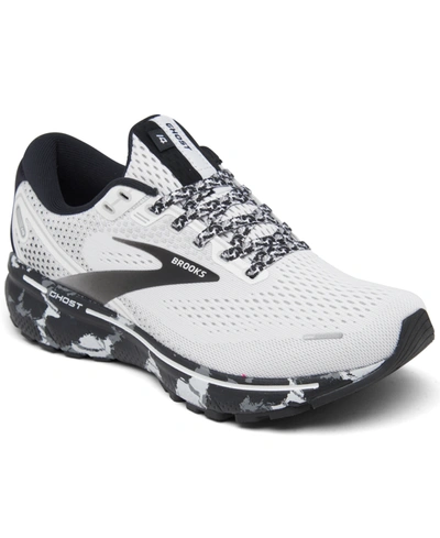 Brooks Women's Ghost 14 Camo Running Sneakers From Finish Line In White/gray/black