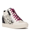 Nine West Women's Tons High Top Hidden Wedge Sneakers Women's Shoes In White/snake Print