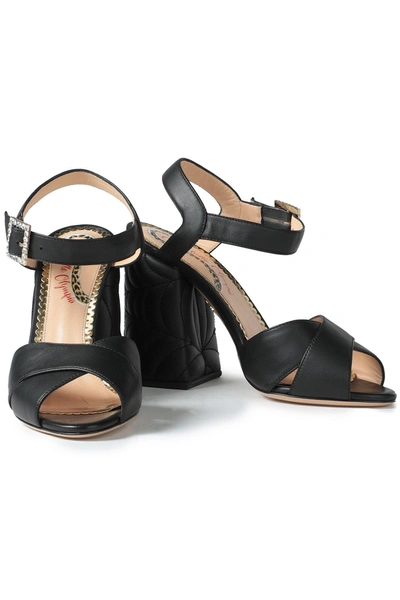 Charlotte Olympia Embellished Quilted Leather Platform Sandals In Black