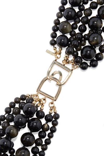Kenneth Jay Lane Gold-tone Obsidian Necklace In Black