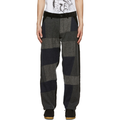 Comme Des Garçons Shirt Contrast Patchwork Straight-leg Trousers In 1 Black