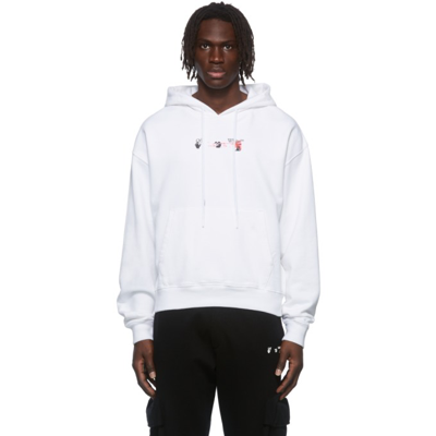 Off-white White Acrylic Arrow Over Hoodie In White Fuchsia