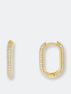 Adinas Jewels By Adina Eden Mini Pavé Oval Huggie Earring In Gold
